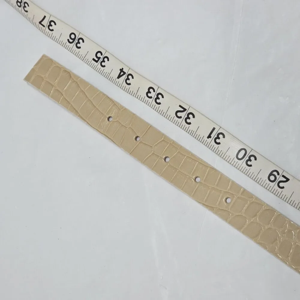 Vintage Sangiorgio Genuine Beige Leather Croco Embossed Belt Women's L Italy NWT